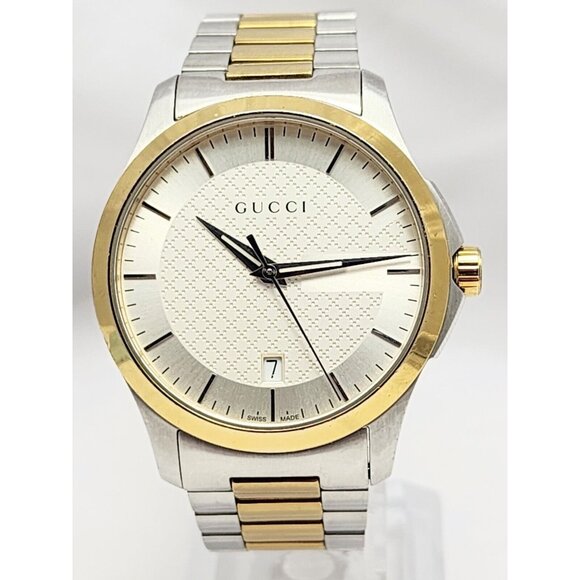 Gucci G-Timeless 126.4 YA126450 Silver Dial Two Tone Steel Quartz Watch 38mm - Picture 1 of 16